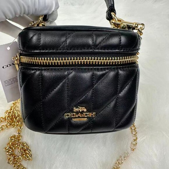 Coach Ava Crossbody Bag With Quilting In Gold/Black Leather CY730 - Picture 3 of 11